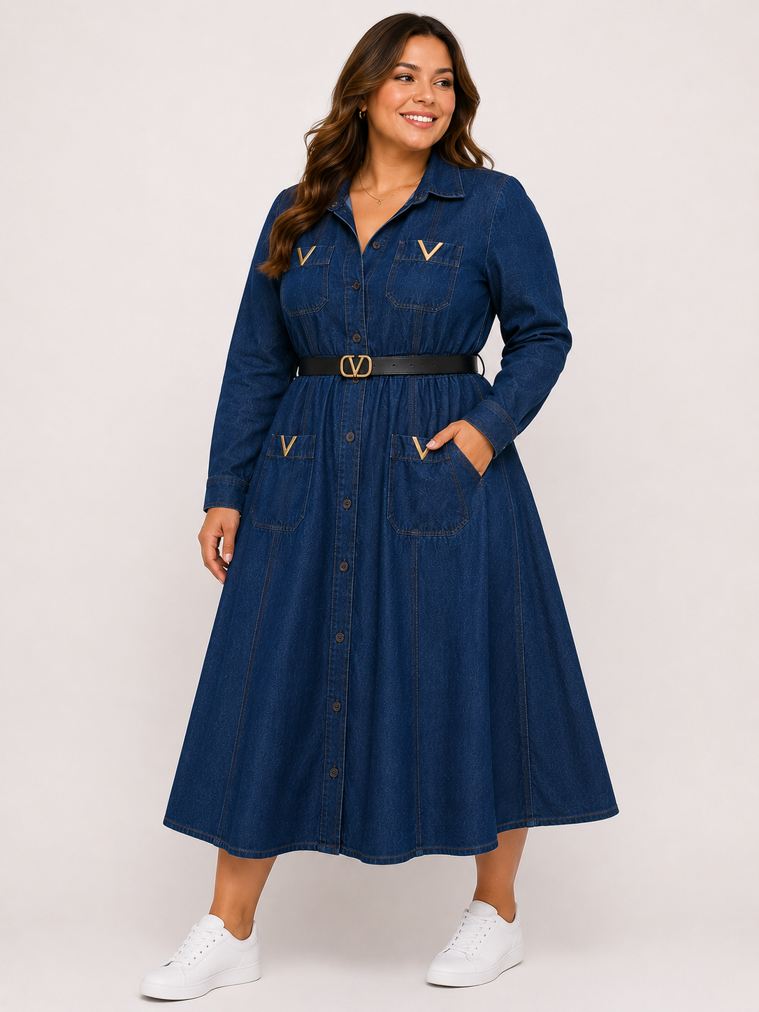 Vestido dama Midi de Mezclilla con Cinturón