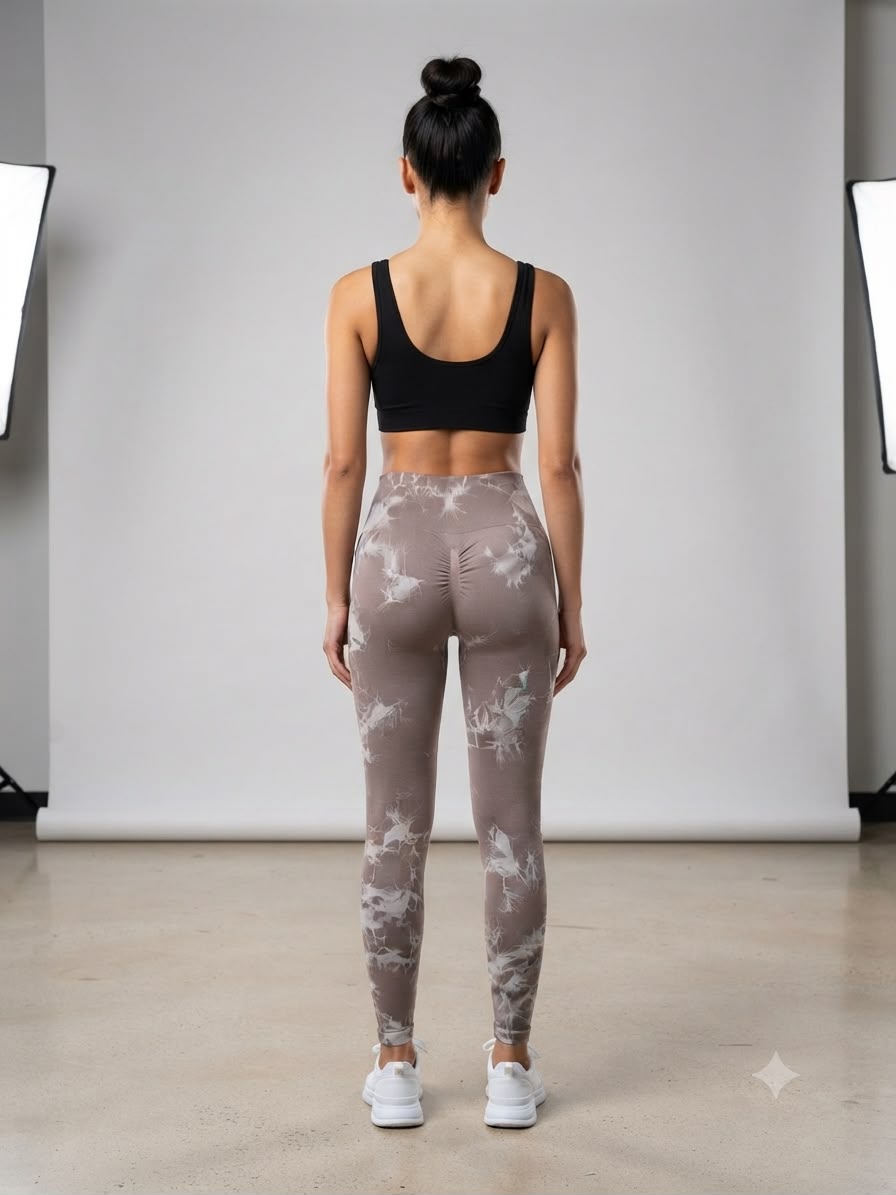 Leggings dama  tie-dye malva con blanco