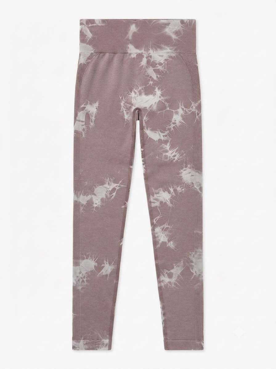 Leggings dama  tie-dye malva con blanco