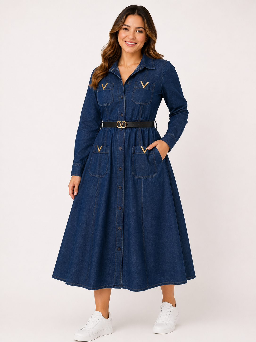 Vestido dama Midi de Mezclilla con Cinturón