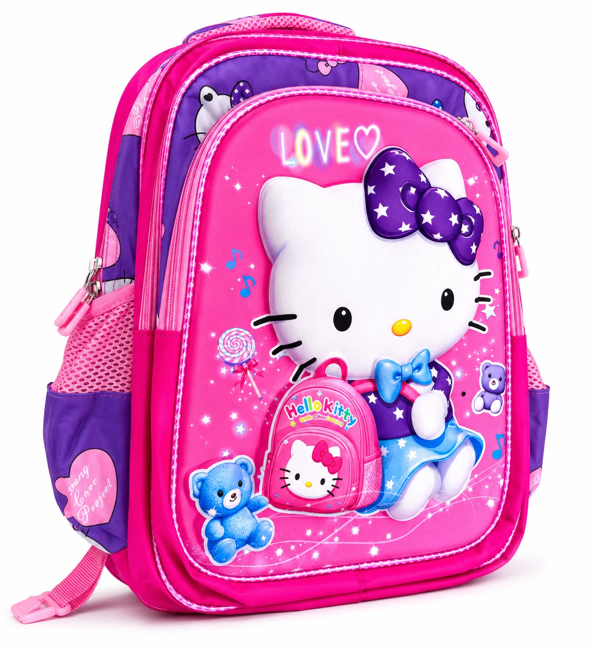🎀 Set Mochila Escolar Hell@ Kitty 3 Piezas 💜✨