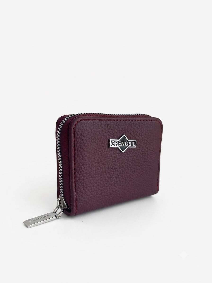 Cartera dama compacta color vino cierre vino