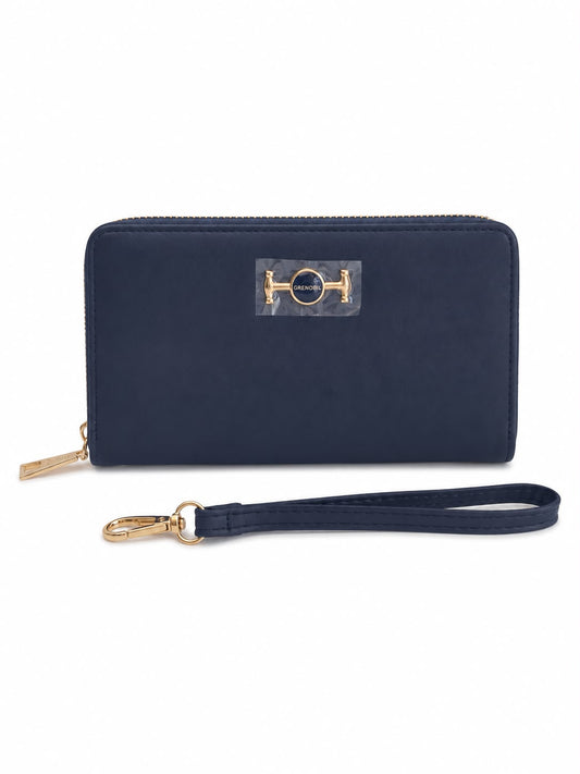 Cartera dama tipo wristlet color azul marino