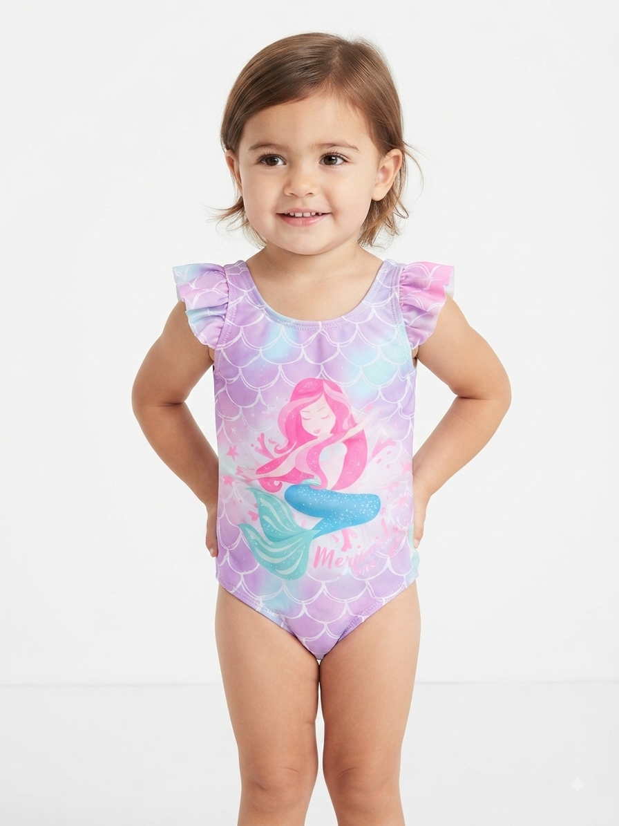 Traje de baño infantil para niña – Diseño Sirenita 🧜‍♀️🩷