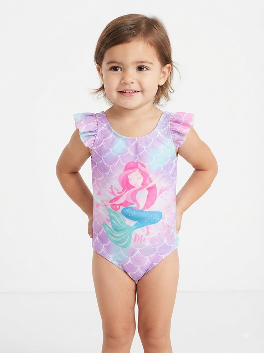 Traje de baño infantil para niña – Diseño Sirenita 🧜‍♀️🩷