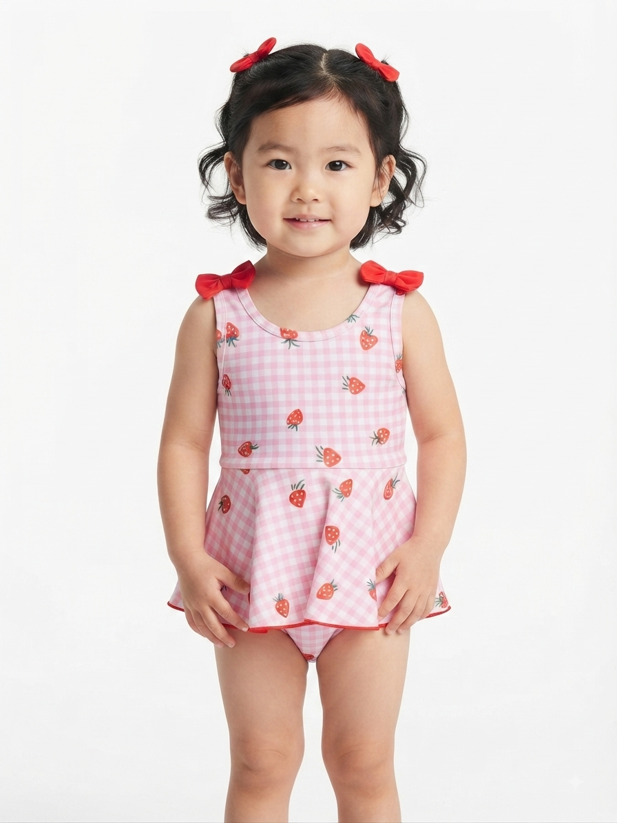 Traje de baño infantil para niña – Fresas 🍓🩷