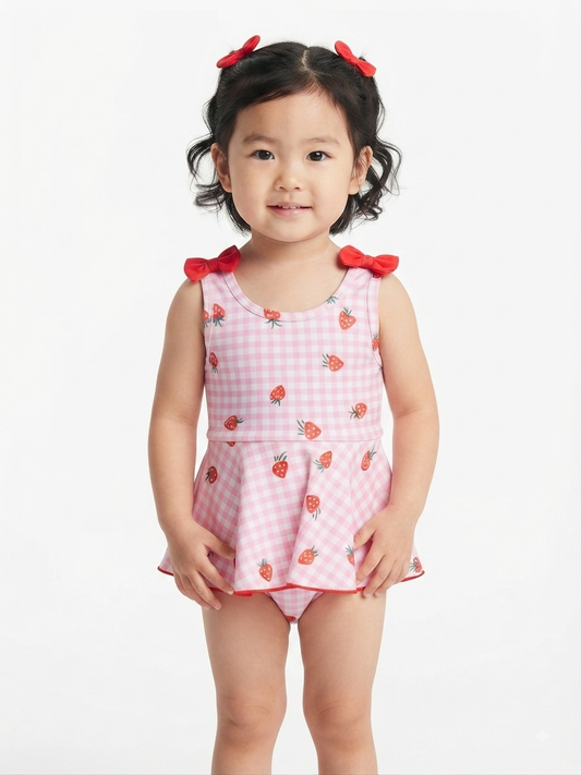 Traje de baño infantil para niña – Fresas 🍓🩷