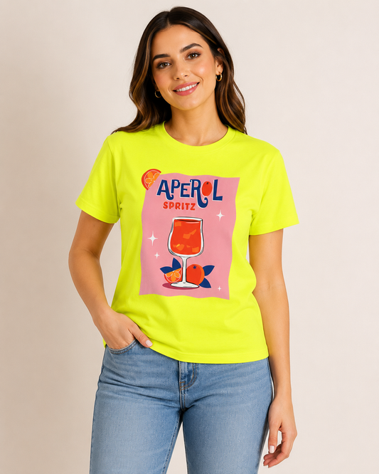 Blusa Dama Estampada “Aperol Spritz” Color Neón