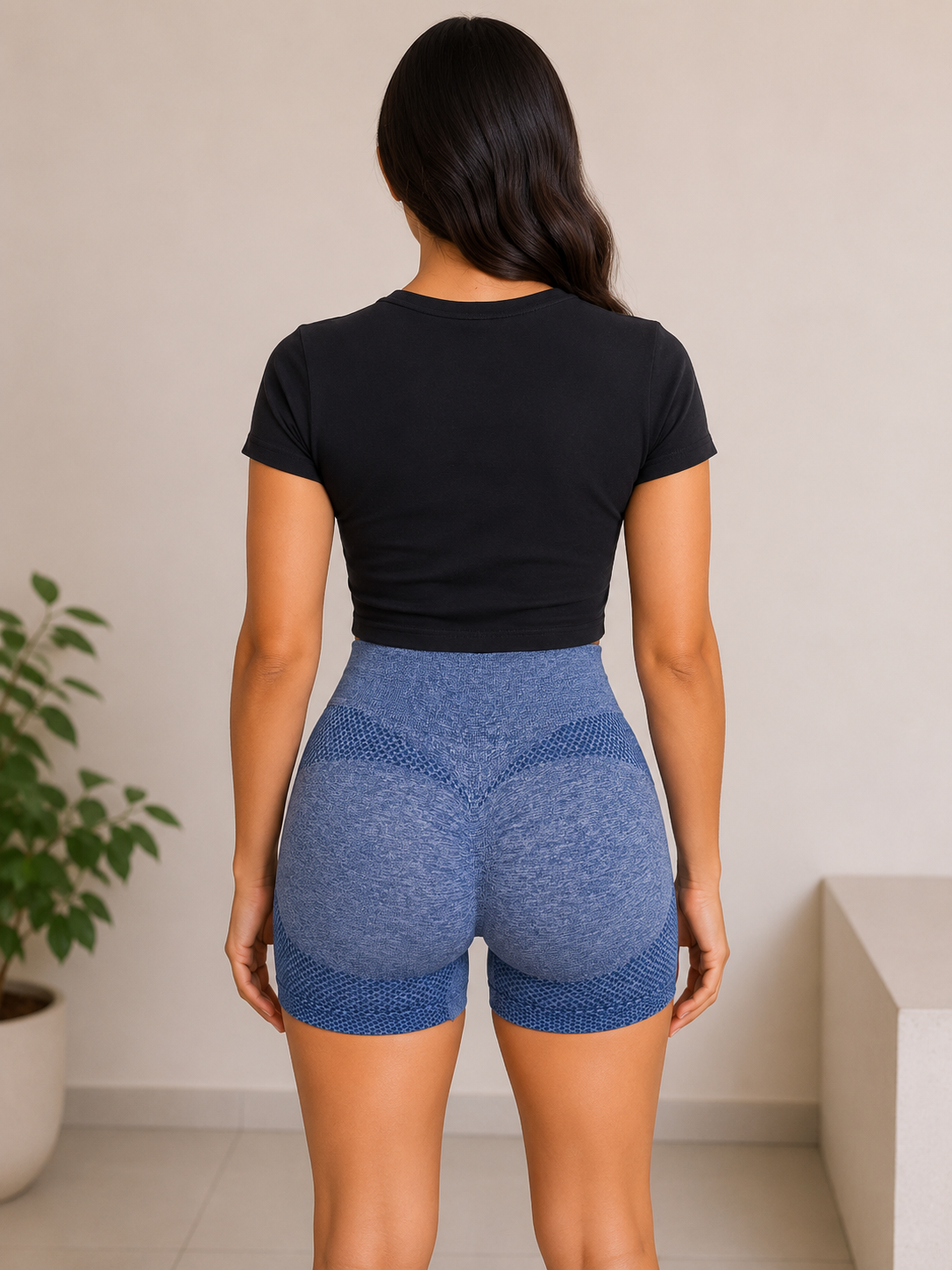 Legging dama Seamless Push Up Azul Jaspeado