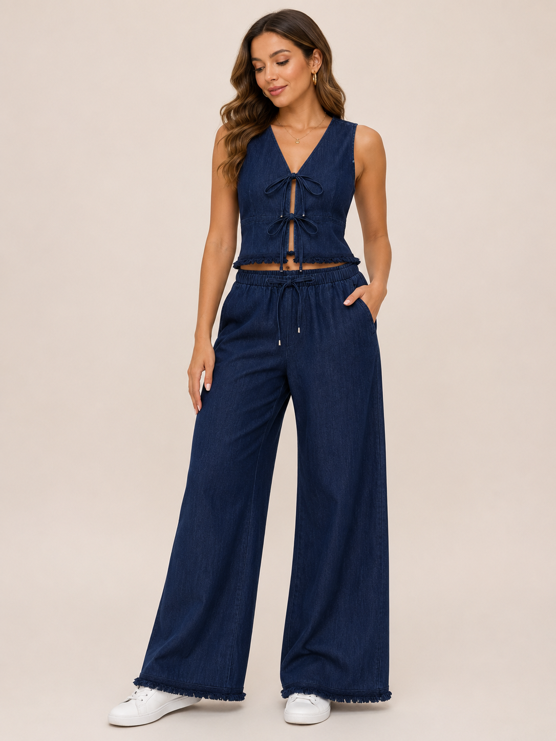 Conjunto dama Denim Palazzo de 2 Piezas