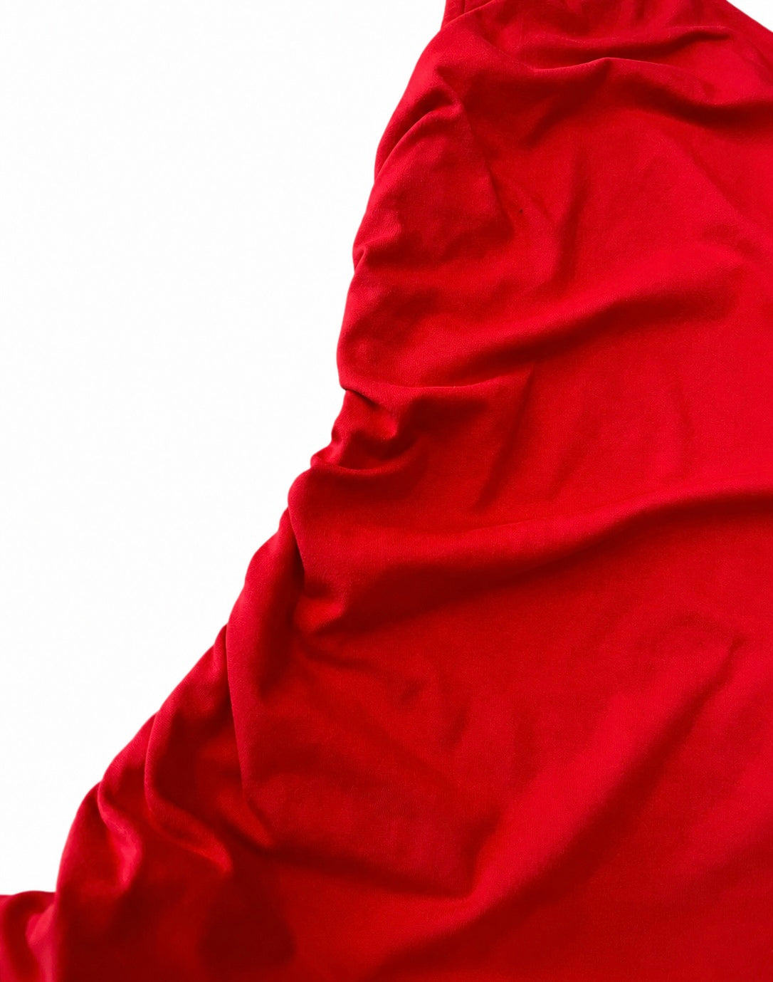 Vestido dama rojo asimétrico con falda globo