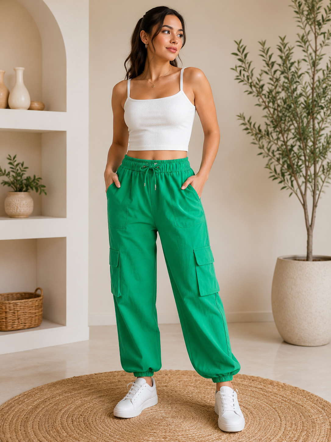 Pantalón Dama chico mediano cargo verde
