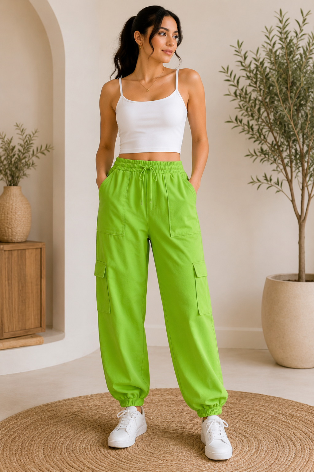 Pantalón Dama chico mediano verde neón