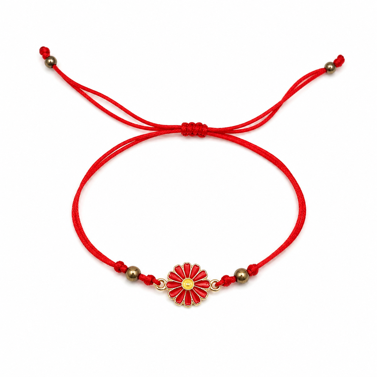 Pulsera niña flor roja ajustable 🌼❤️