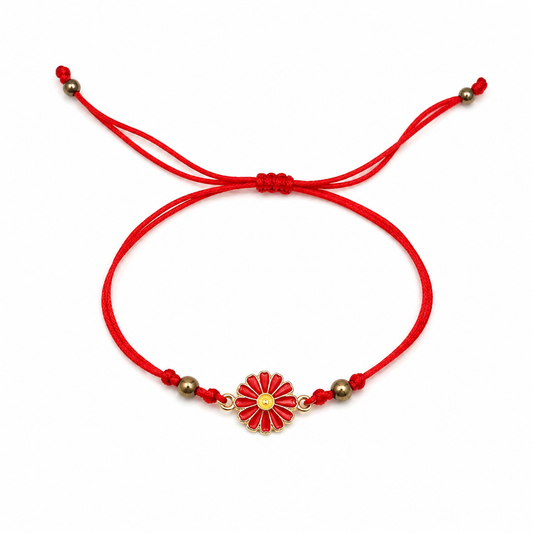 Pulsera niña flor roja ajustable 🌼❤️