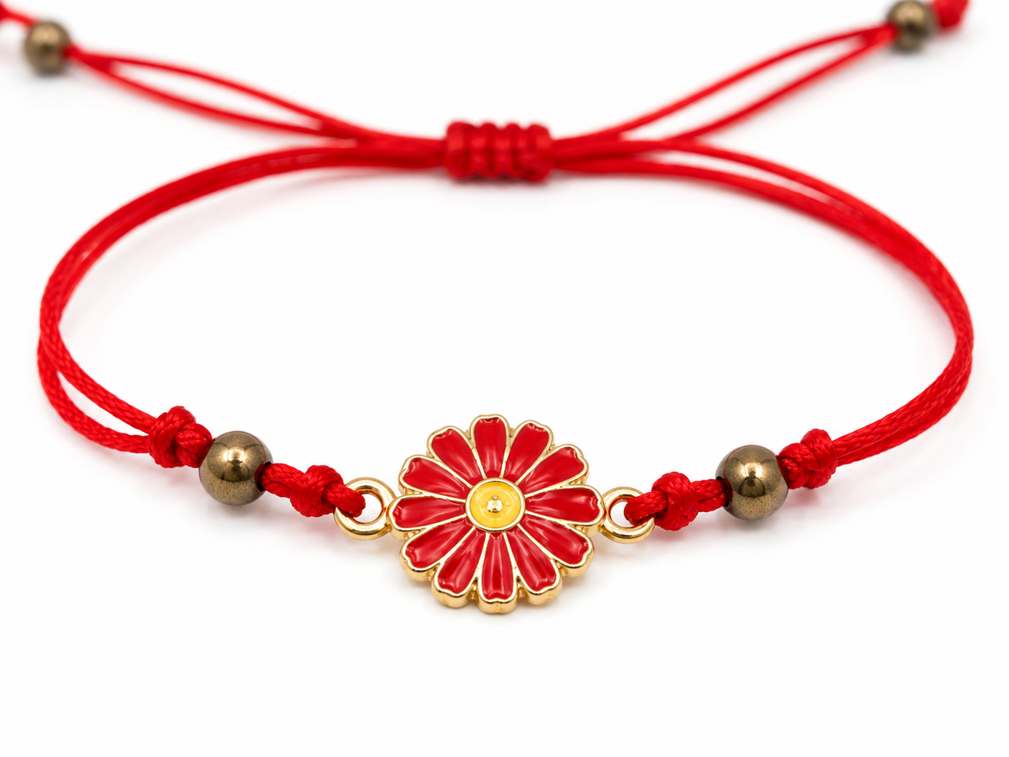Pulsera niña flor roja ajustable 🌼❤️