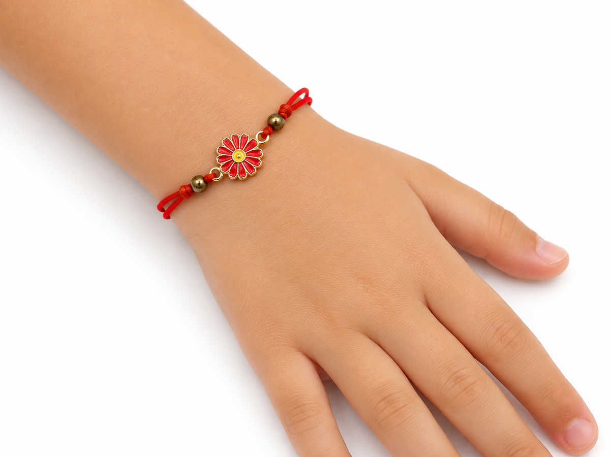 Pulsera niña flor roja ajustable 🌼❤️