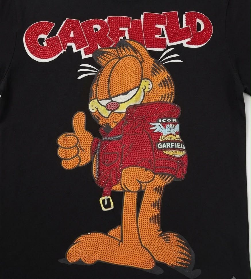 Blusa dama negra con estampado de gatito