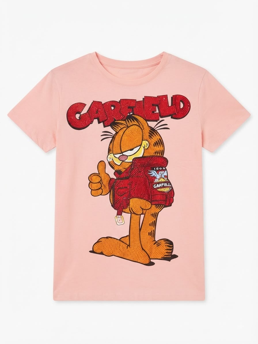 Blusa dama rosa con estampado de gatito