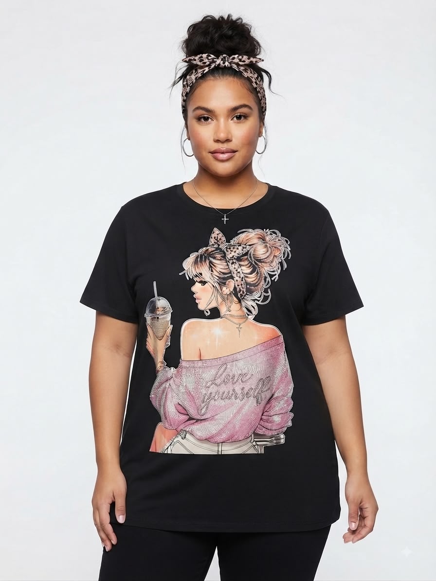 Blusa dama negra estampado fashion
