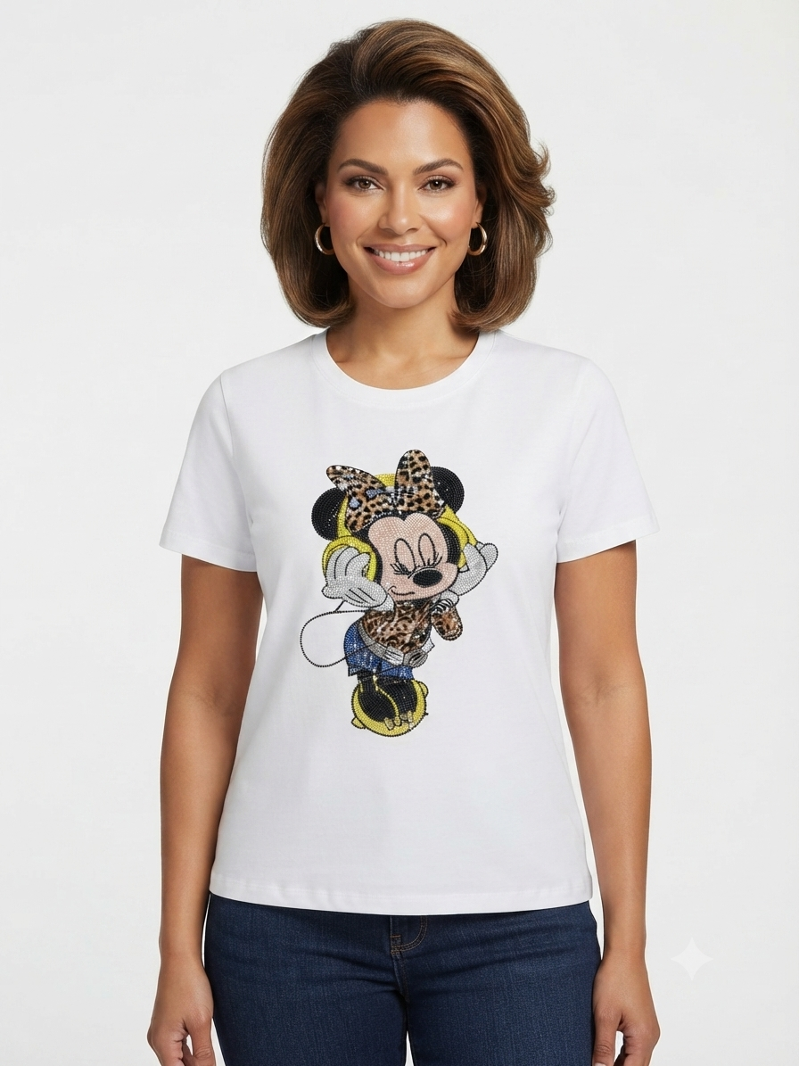 Blusa dama blanca con estampado fashion