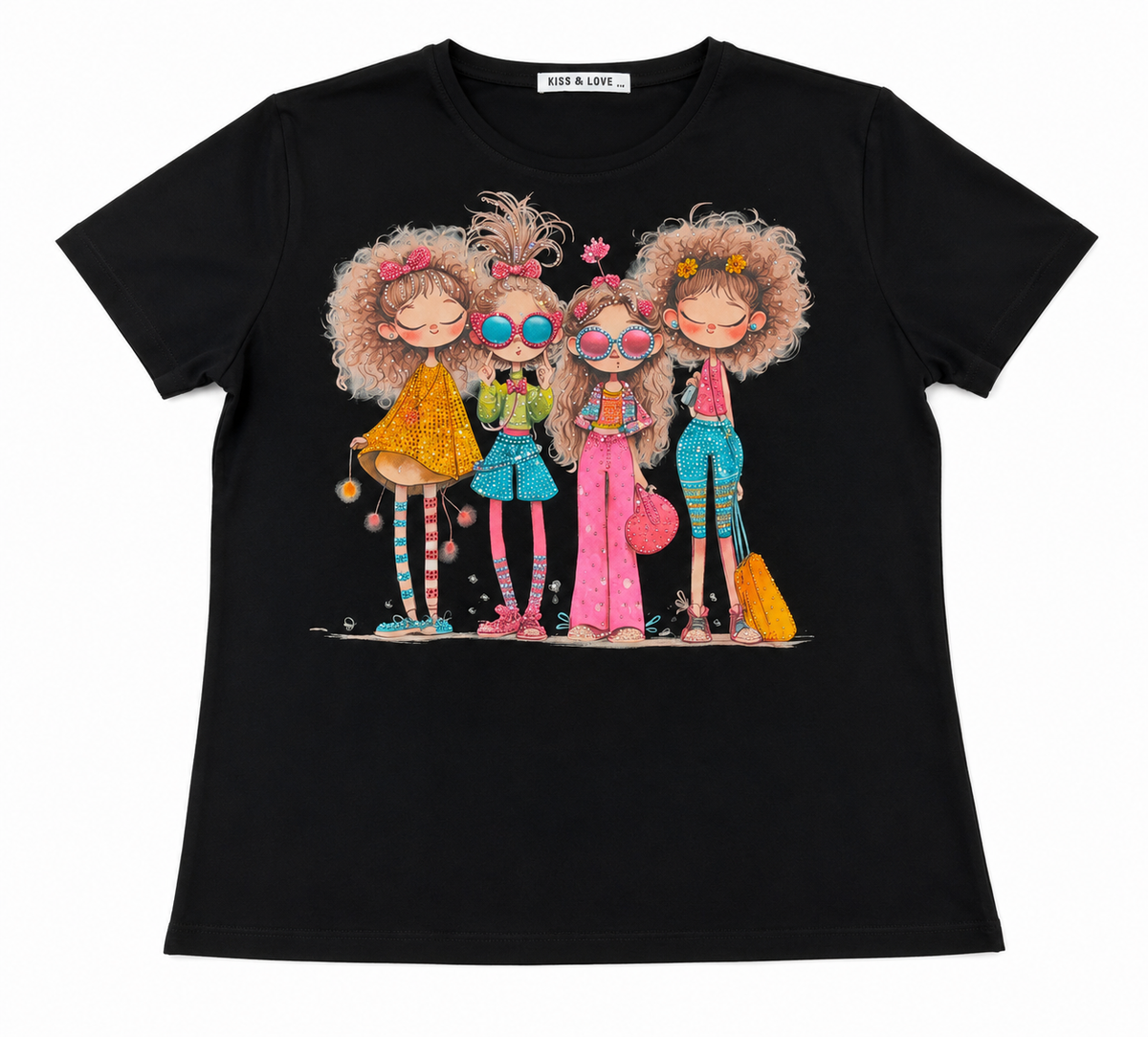 Blusa dama negra con estampado de amigas ✨💕