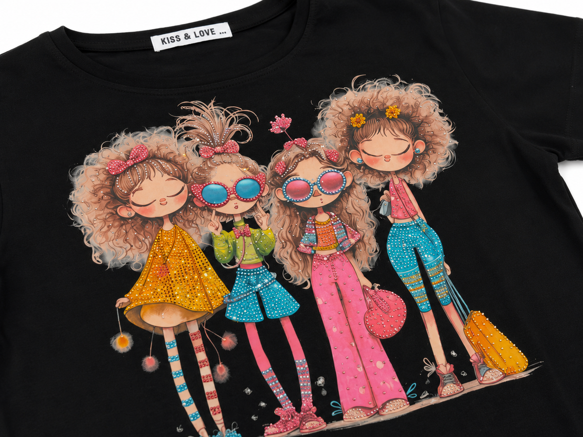 Blusa dama negra con estampado de amigas ✨💕