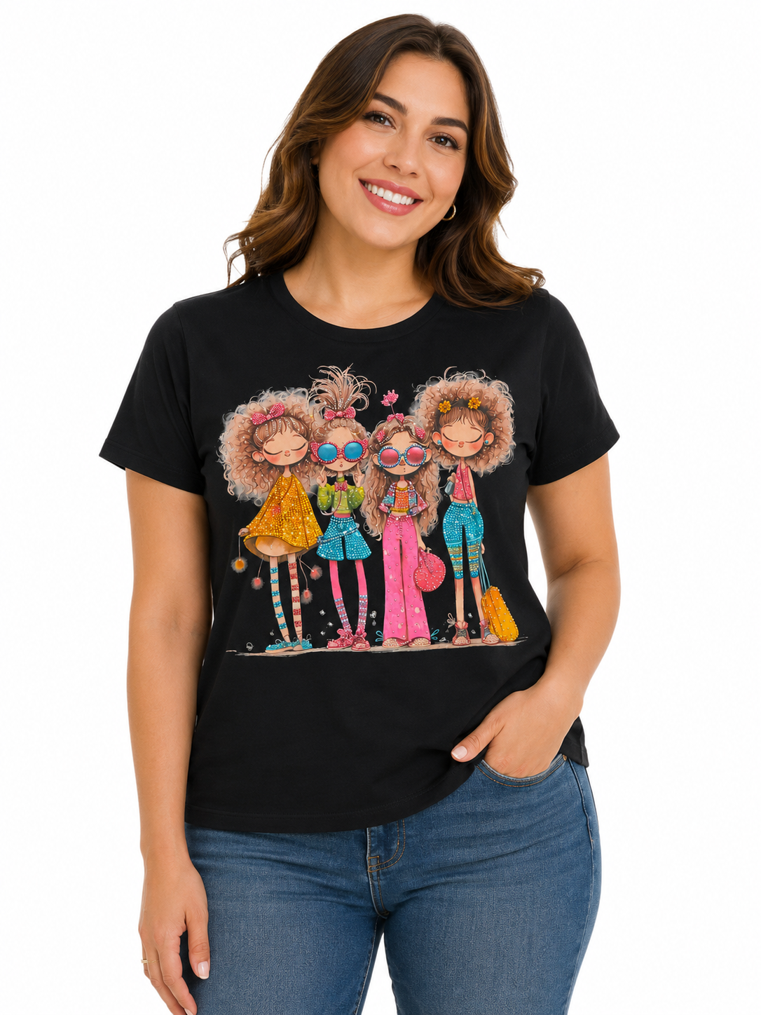 Blusa dama negra con estampado de amigas ✨💕