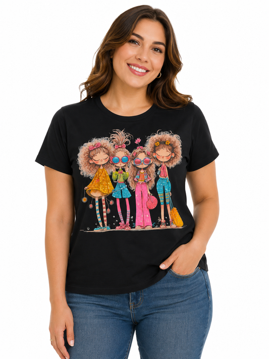 Blusa dama negra con estampado de amigas ✨💕