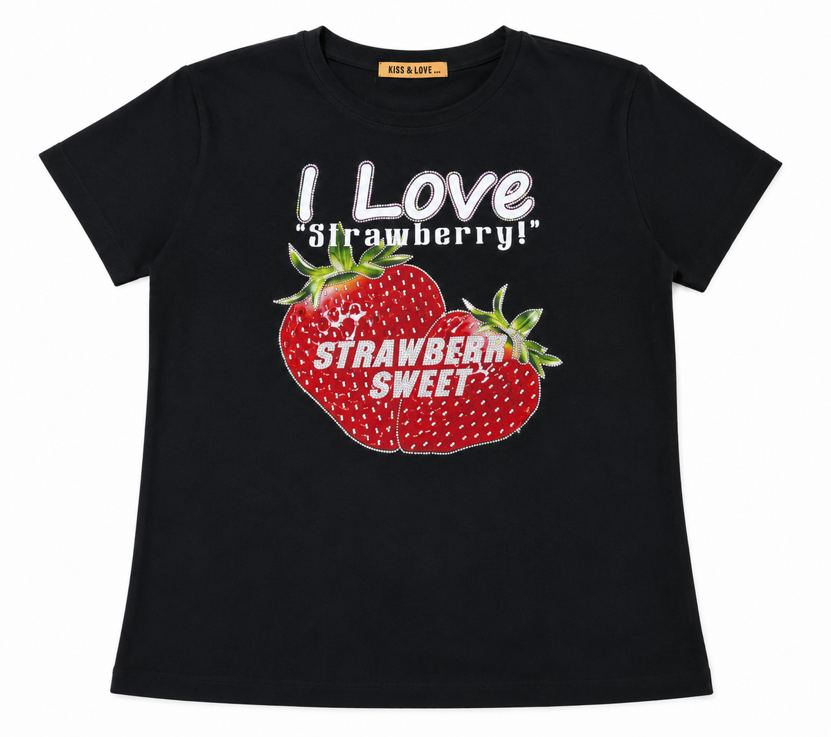 Blusa dama negra con diseño de fresas 🍓✨