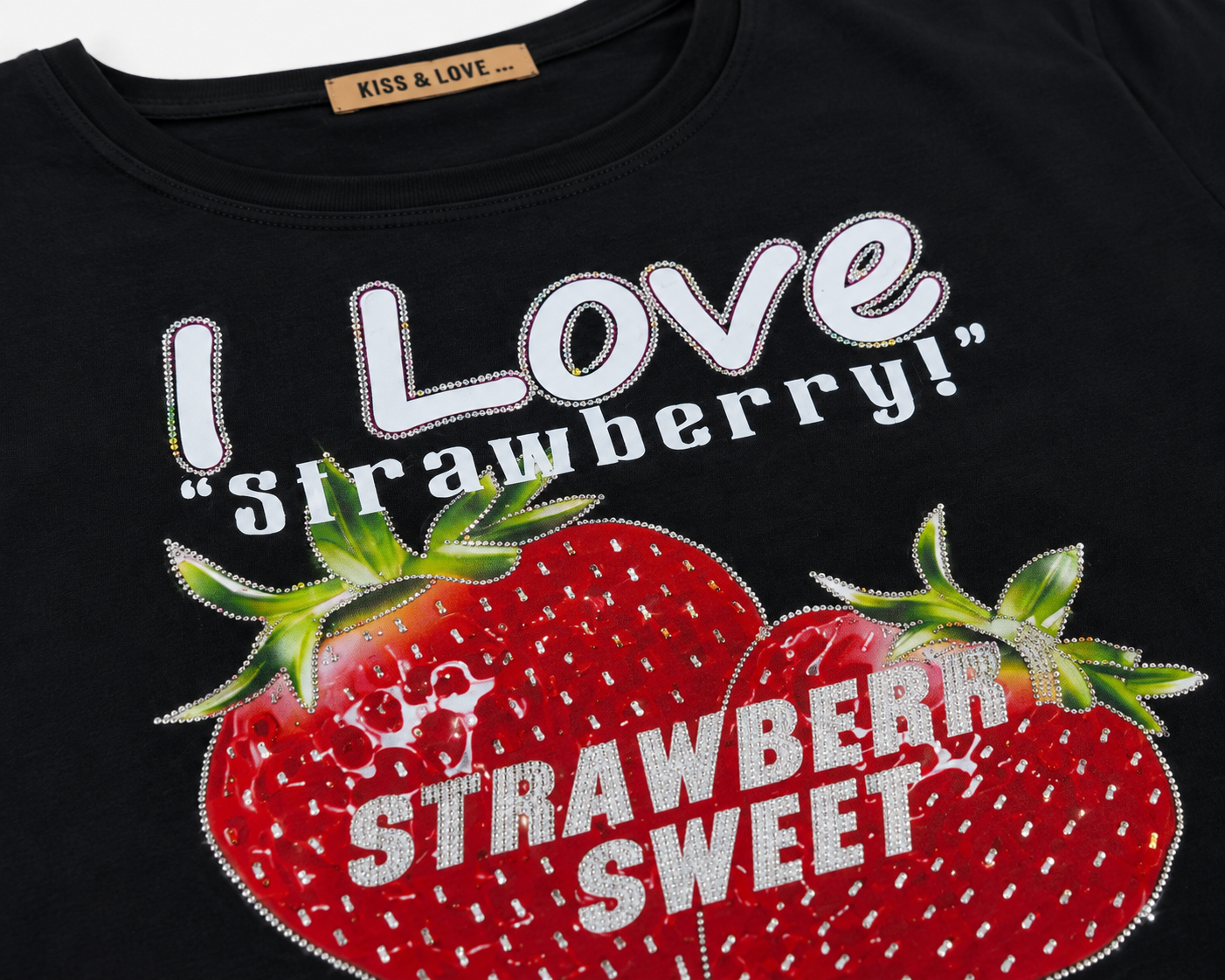 Blusa dama negra con diseño de fresas 🍓✨