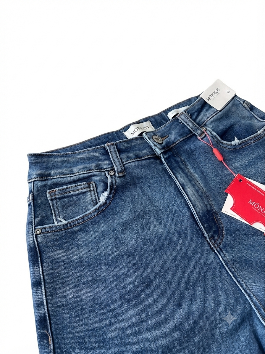 Pantalón dama mezclilla cargo de pierna recta