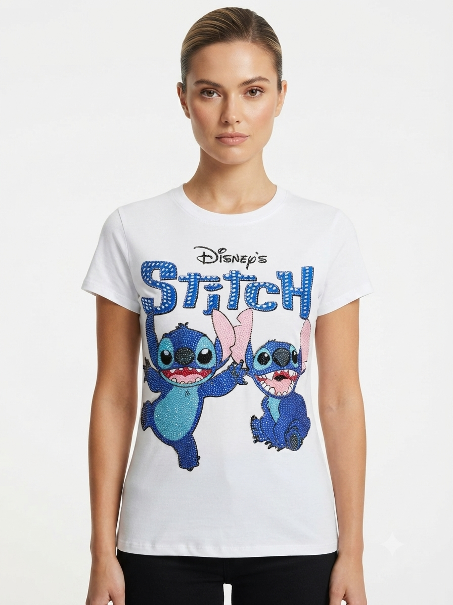 Blusa dama Stitch con pedrería