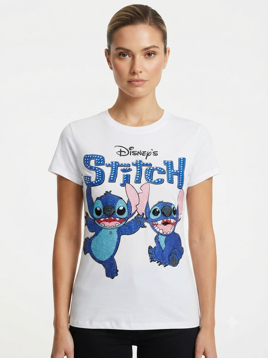 Blusa dama Stitch con pedrería