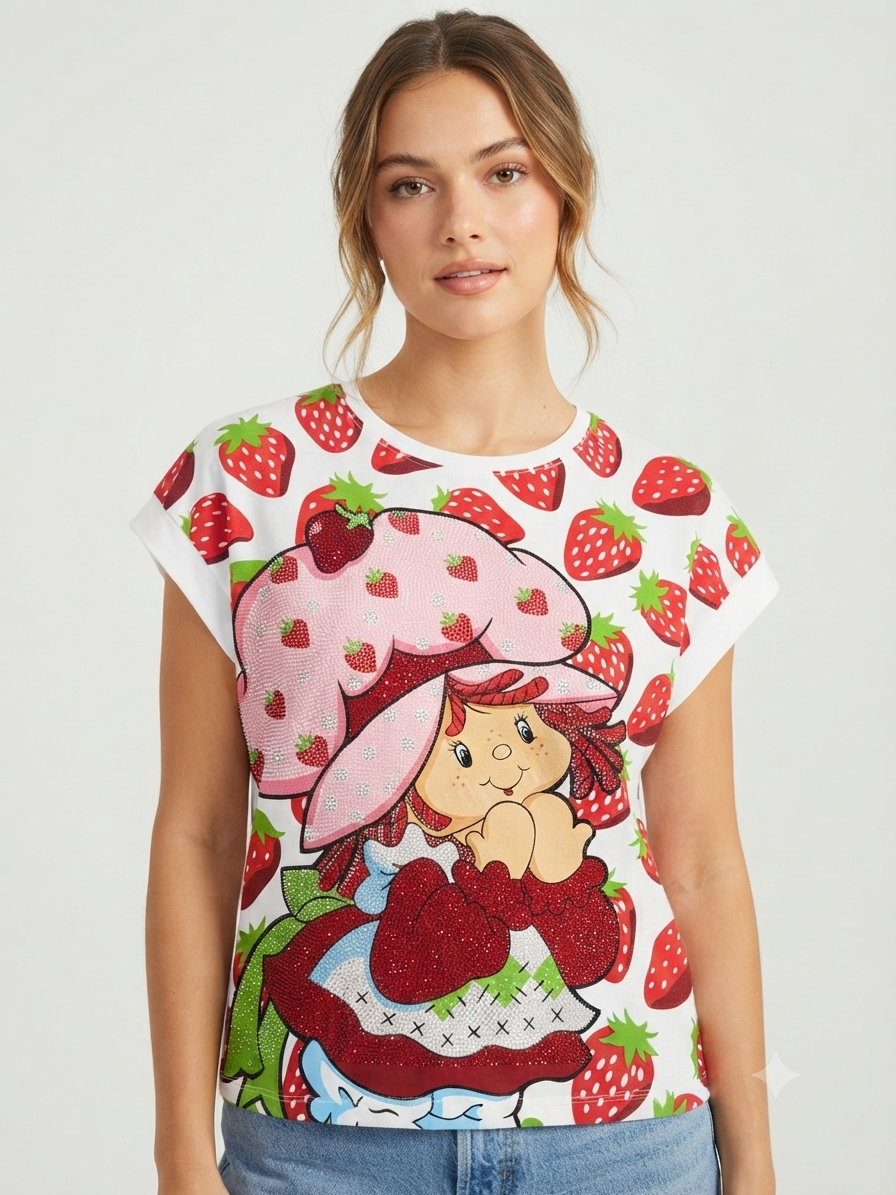 Blusa dama Rosita Fresita con pedrería