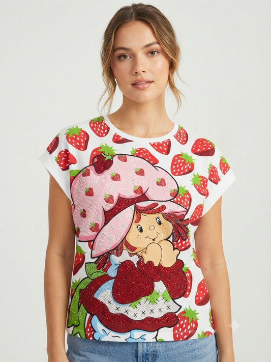 Blusa dama Rosita Fresita con pedrería