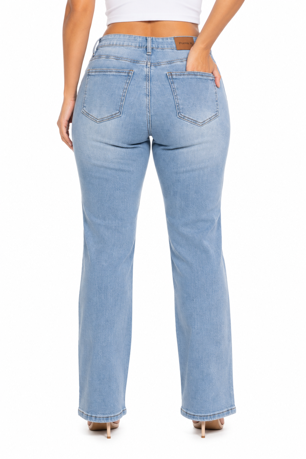 Pantalón dama mezclilla recto con rasgados