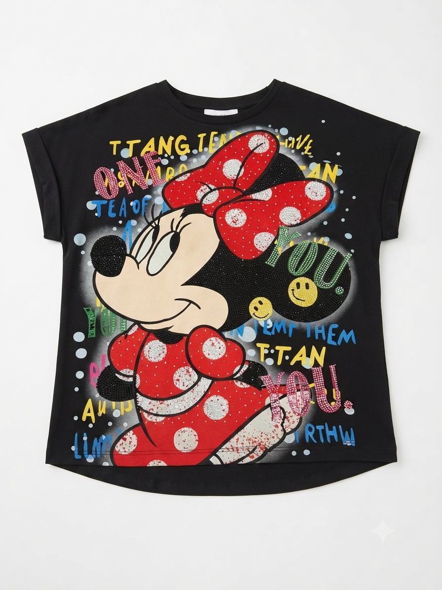 Blusa dama Minnie con pedrería 🎀🖤✨