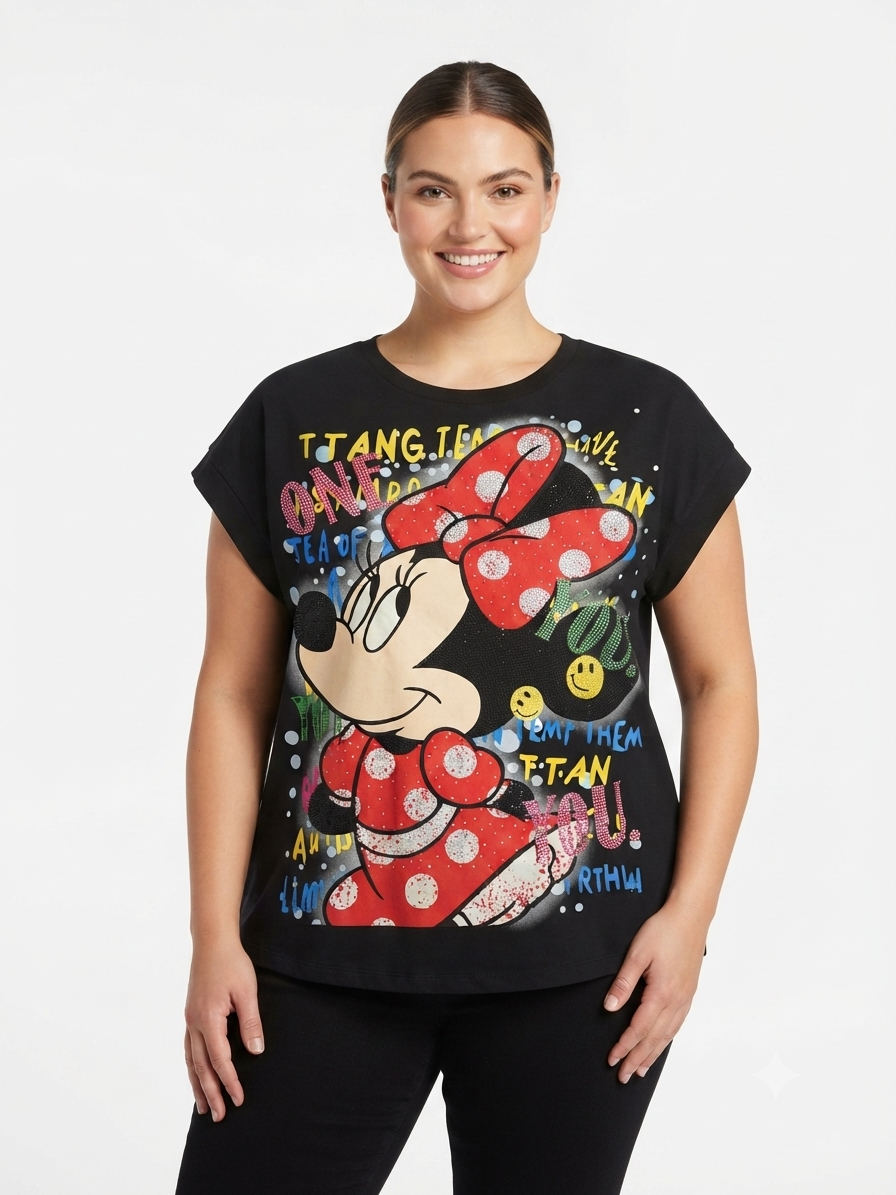 Blusa dama Minnie con pedrería 🎀🖤✨