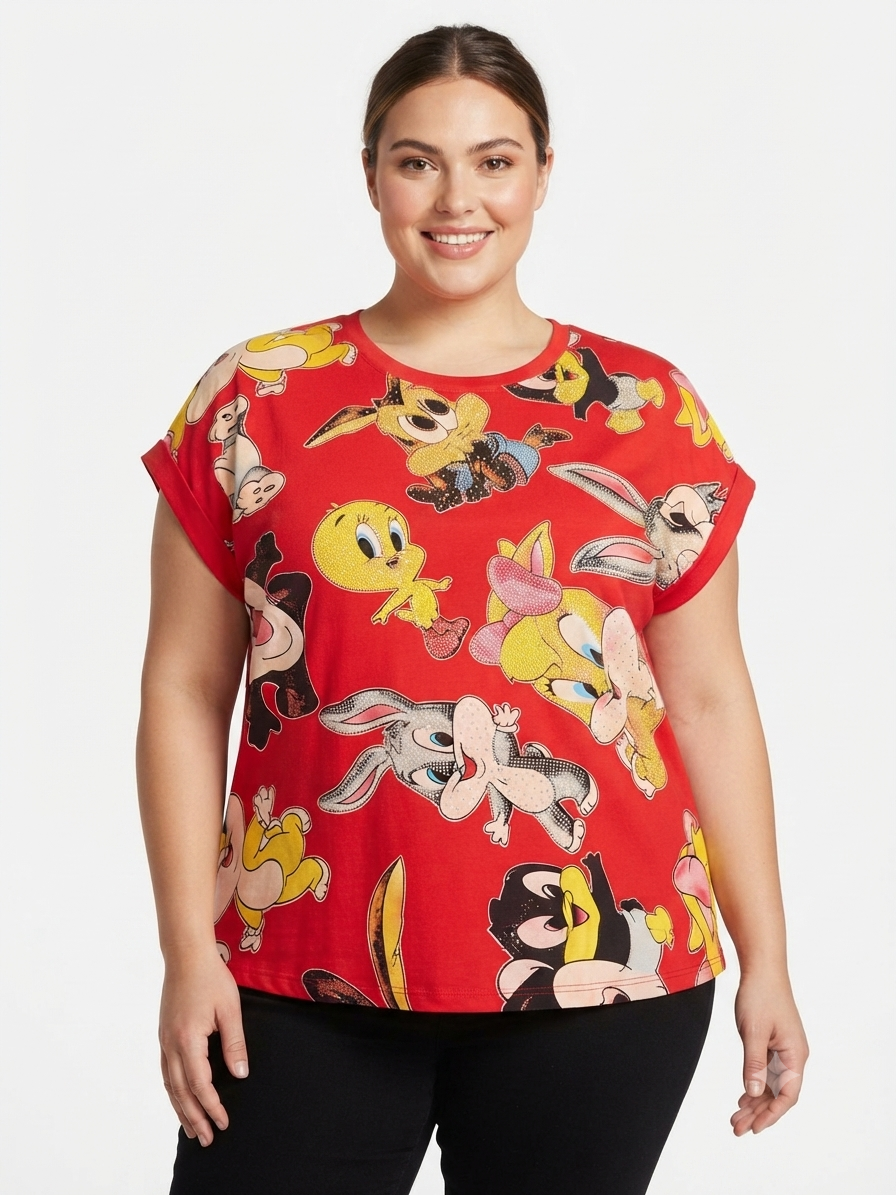 Blusa dama Looney Tunes con pedrería