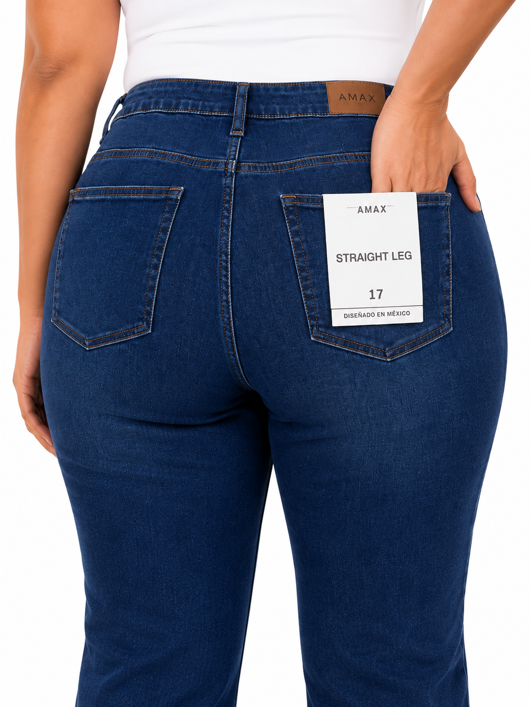 Pantalón dama mezclilla wide leg plus azul oscuro