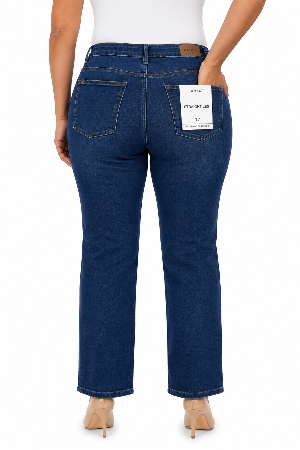 Pantalón dama mezclilla wide leg plus azul oscuro