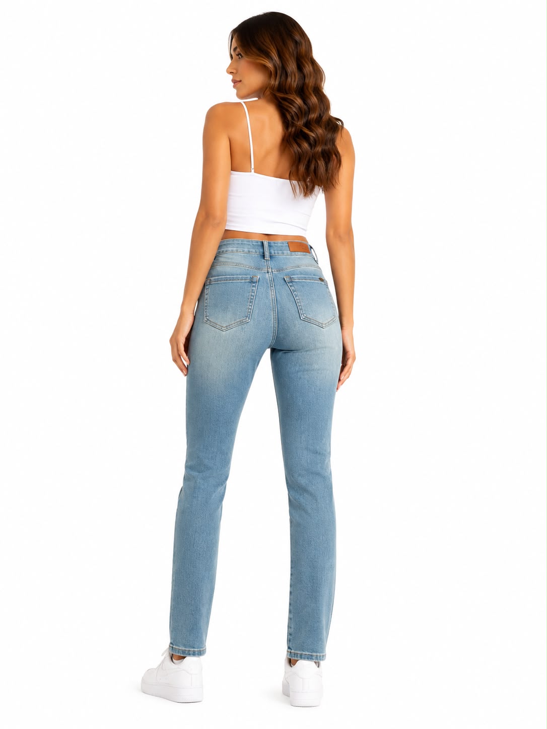 Pantalón Dama Mezclilla Skinny de Tiro Alto con Doble Botón