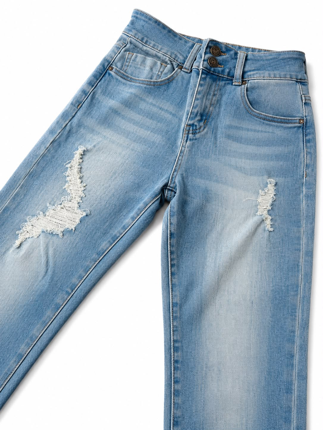 Pantalón Dama Mezclilla Skinny de Tiro Alto con Doble Botón