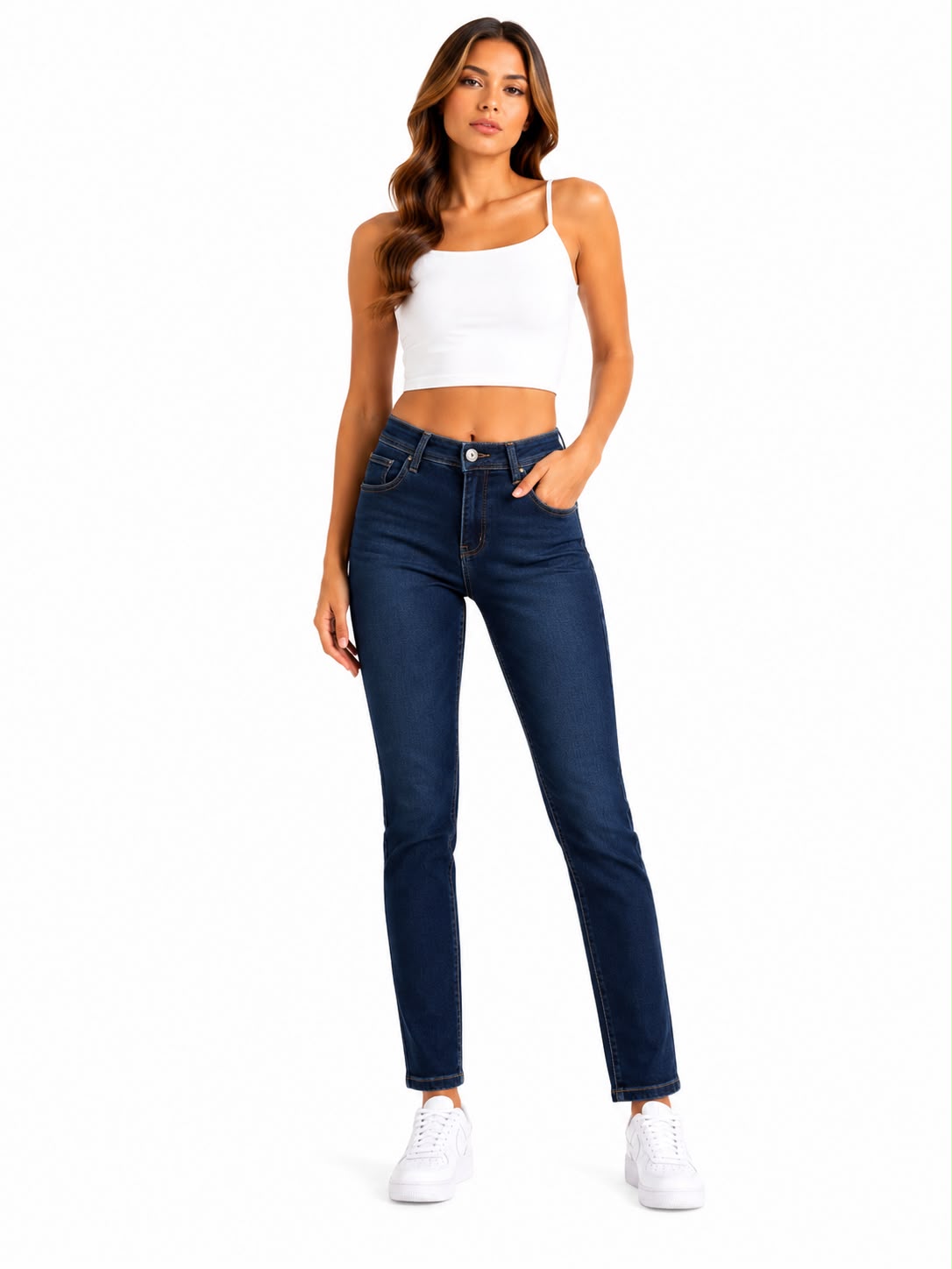 Pantalón Dama Mezclilla Skinny de Tiro Alto Azul Índigo