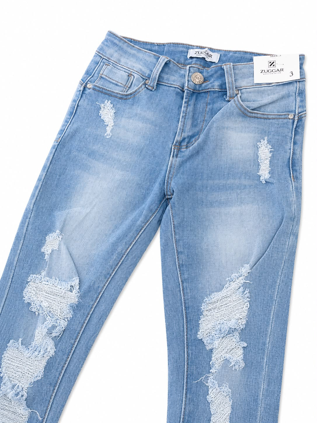 Pantalón Dama Mezclilla Skinny Desgastado con Cinturón