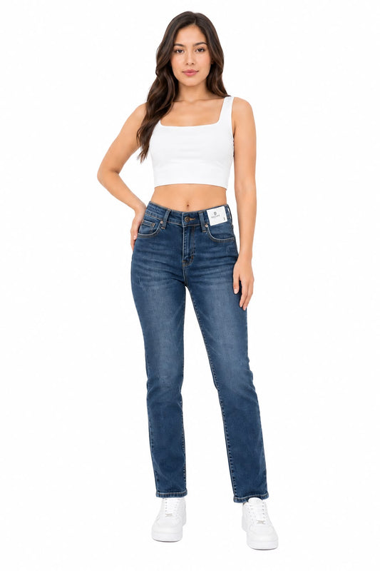 Pantalón Dama Mezclilla Straight de Tiro Alto