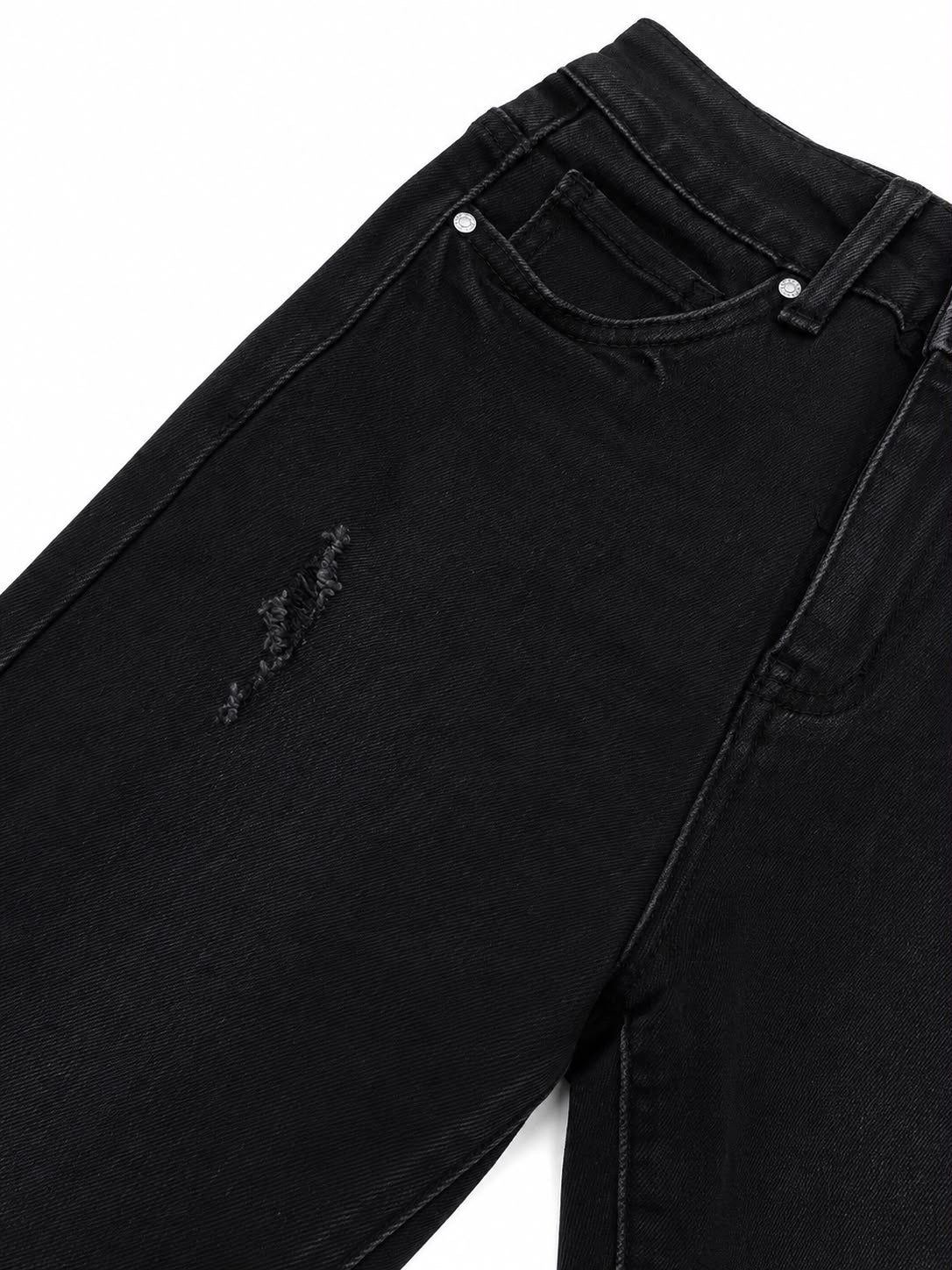 Pantalón Dama Mezclilla Flare Negro de Tiro Alto
