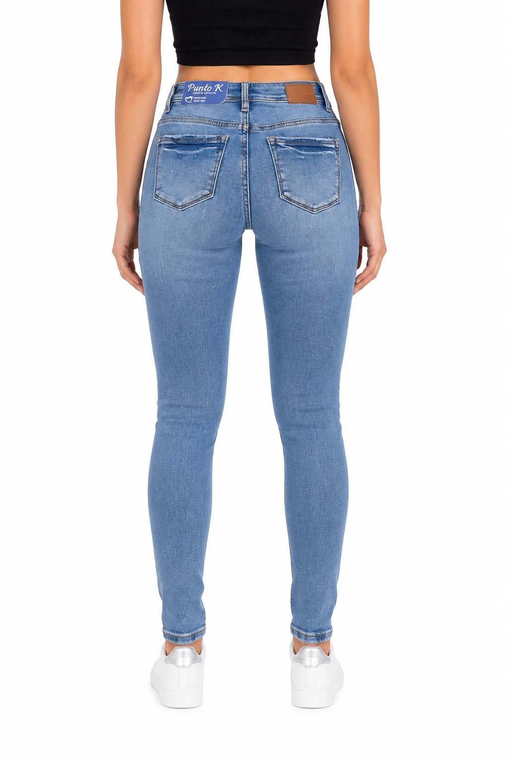 Pantalón Dama Mezclilla Skinny de Tiro Alto Azul Claro