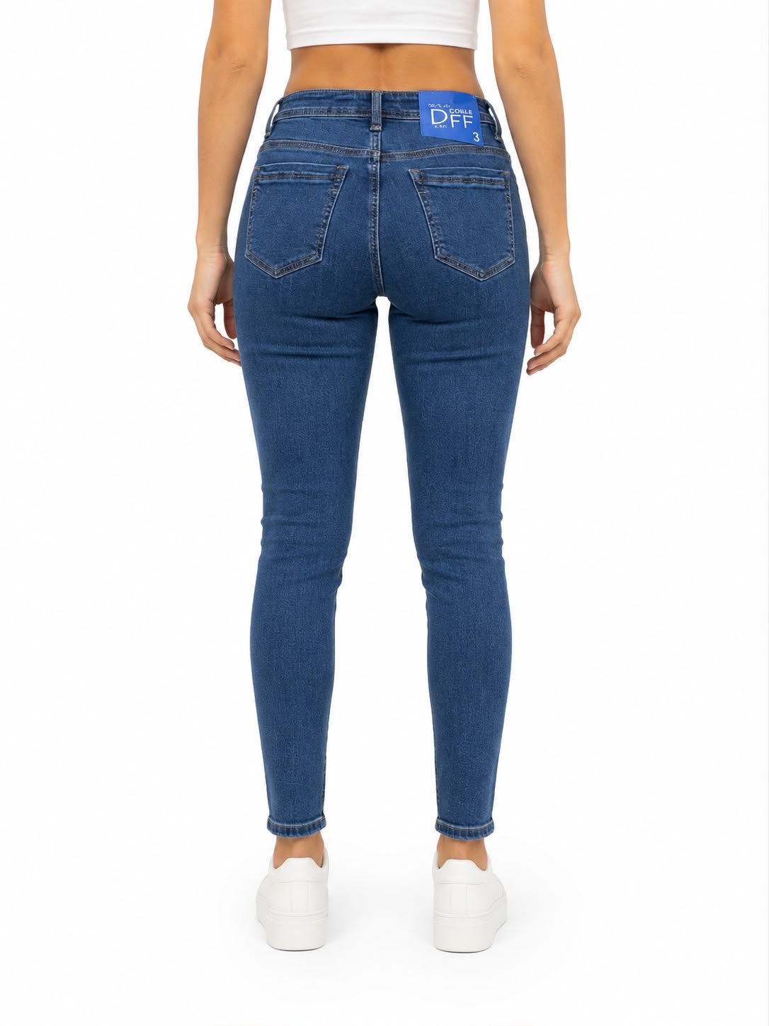 Pantalón Dama Mezclilla Skinny de Tiro Alto con Doble Pretina